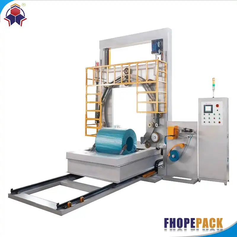 Industrial Aluminum Coil Paper Wrapping System with Integrated Transport Trolley - Thumbnail 3